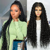 Boho Knotless Braided Wigs for & Men - Double Full Lace Synthetic Hair with Hair, 200% Density Curly Wave, Heat Resistant & Breathable, Unisex Bohemian Box Braids for Everyday & Special Occasions
