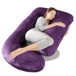 [Full Body Maternity Pillow] 60-inch Full Body Pillow - J-Shaped Maternity Pillow with Velvet Pillowcase - Back, Leg, and Tummy Support for Comfortable Sleep