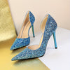 Women's Glitter Design Sexy Banquet High Heels, Elegant Point Toe Dress Pumps, Fashion Slip On Party Heels