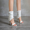 Elegant Women'S High-Heel Shoes with Crisscross Straps, Open Toe, and Zipper Detail - White Stiletto Heels, British Style, Perfect for Spring and Summer, Stylish Outdoor Attire|Fashionable Shoes|Rubber Sole
