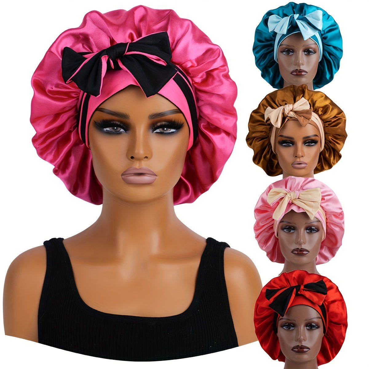 1pc Double-Layered Reversible Sleep Satin Bonnet with Long Straps, Hair Care Accessory for Women, Beauty Salon Hair Tools