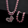 Hip Hop Y2K Style Pink Sexy Lips Pendant Necklace and Bracelet Set, A-Z Initials, Rhinestone Inlay, Zinc Alloy, Perfect for Daily Wear or Parties, Ideal Valentine's Day Gift for Men and Women, Hip Hop Jewelry