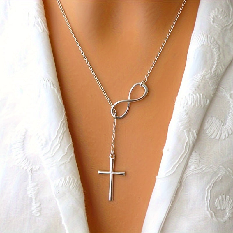 Minimalist Lucky 8-character Cross Short Necklace Jewelry