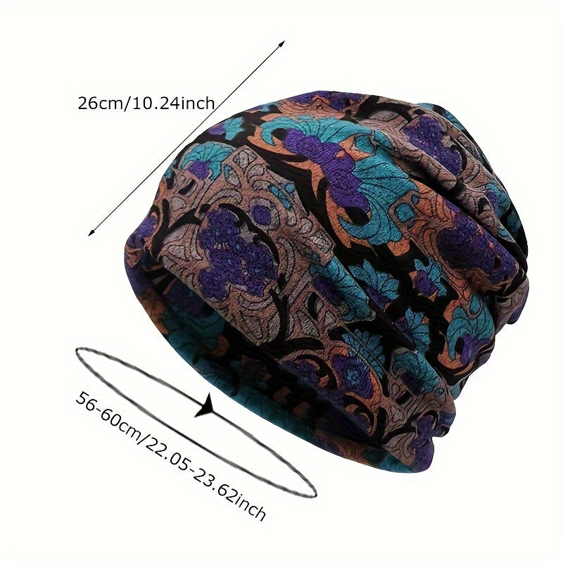 4 Pcs/set Bohemian Floral Print Brimless Beanie For Women - Autumn And Winter Warm Elastic Chemotherapy Cap, Lightweight Multi Functional Headscarf - Multi Functional Neck Cover