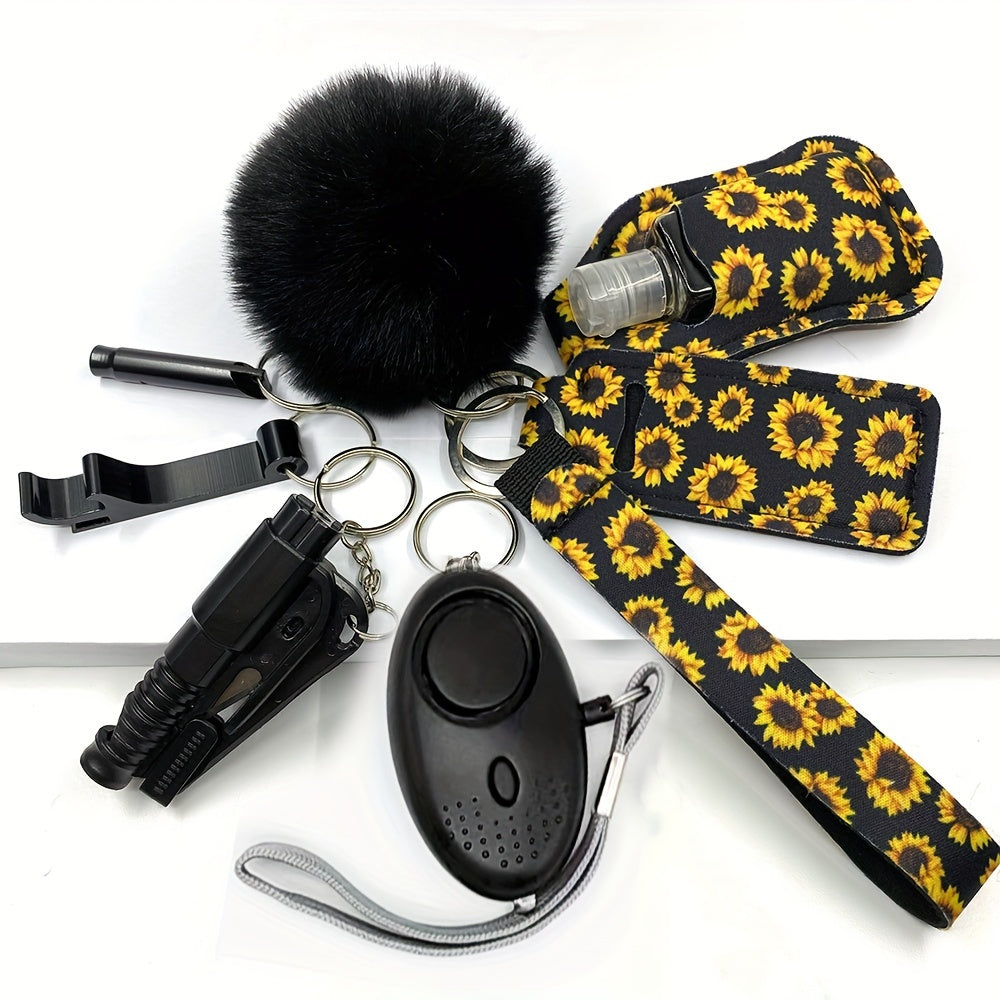 9pcs Ultimate Safety Keychain Set - Keychains with Personal Alarm, Self-Defense Security Accessories, and Stylish Design for Women's Daily Protection and Peace of Mind