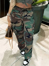 High-Waist Camo Cargo Pants for Women - Stylish Straight-Leg Design with Drawstring Waist, Perfect for Casual Outings