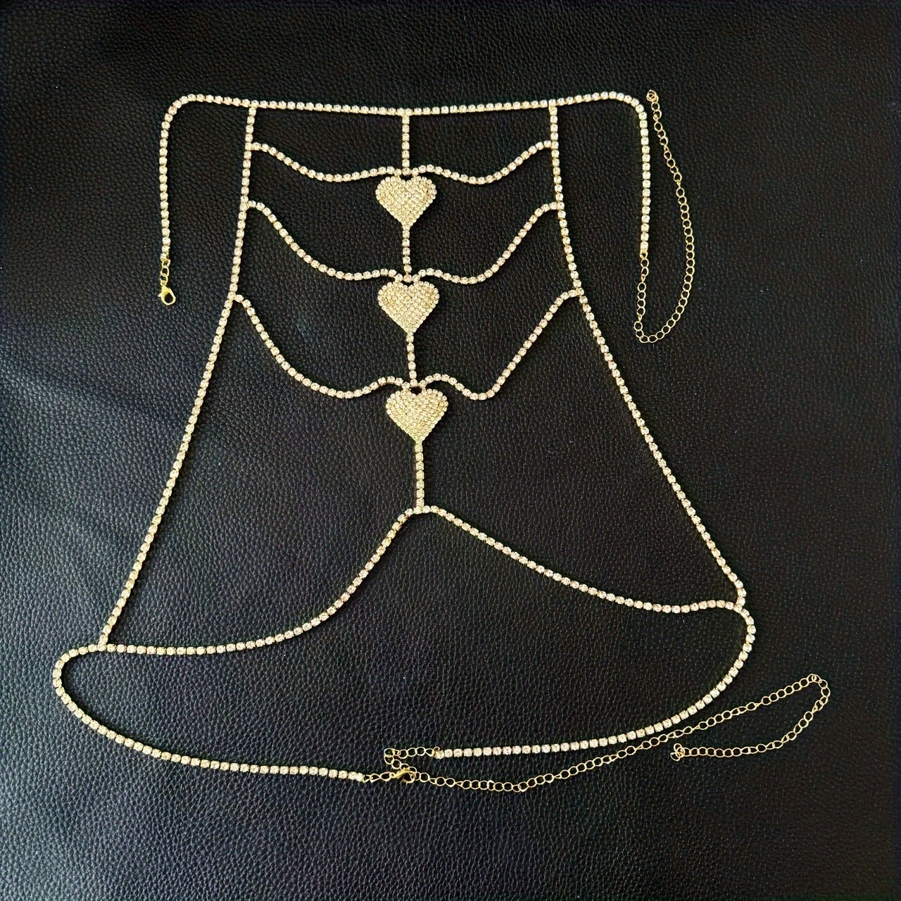 Luxurious Silvery-Plated Rhinestone Heart Body Chain - Sexy Multi-Layer Chest & Neck Jewelry for Women, Perfect for Parties and Bikini Accessories