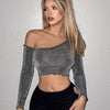 One Shoulder Crop Slim T-Shirt, Sexy Long Sleeve T-Shirt for Spring & Fall, Women's Clothing