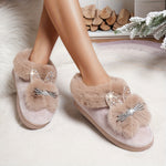 Women's Cozy Plush Winter Slippers with Cute Cat Ear Decor, Soft Faux Furry Lining, Light Pink Cover Upper, Warm Indoor Home Shoes for Cold Weather, Casual Cold Wear | Elegant Faux Fur Slippers | Plush Material