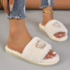 Glitzy Rhinestone Crown Fuzzy Slippers - Ultra-Soft Open Toe Plush Shoes - Luxurious Cloud Sole, Year-Round Warmth for Cozy Home Leisure