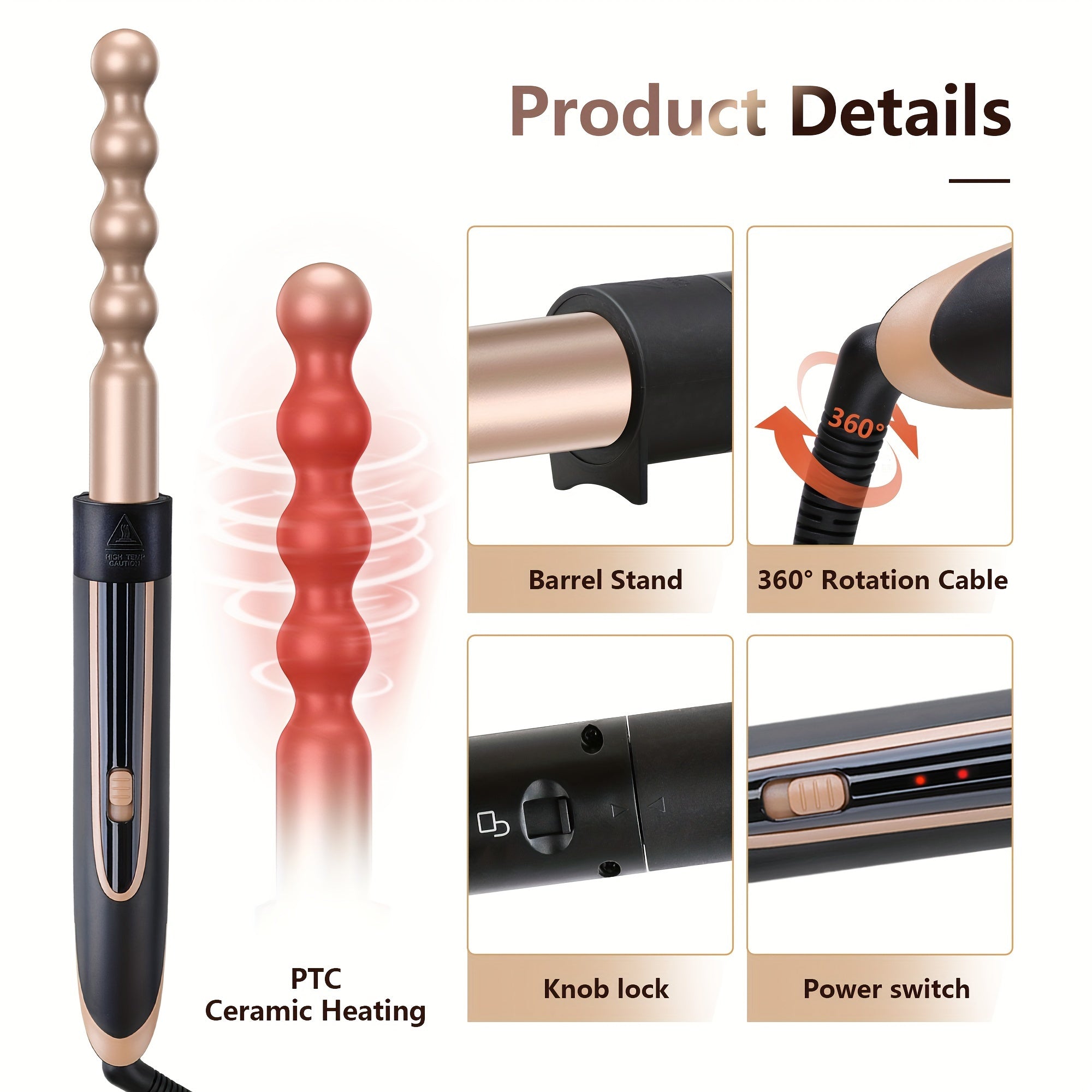 Hair Curling Wand 5in 1 Hair Curlers Iron Set 1.25inch with 5 Ceramic Interchangeable Barrel for Long Short Hair Styling Tool 1inch Hairs Crimper for Women Gifts Birthday Christmas New Year Festival Hairstylist Essentials Sty