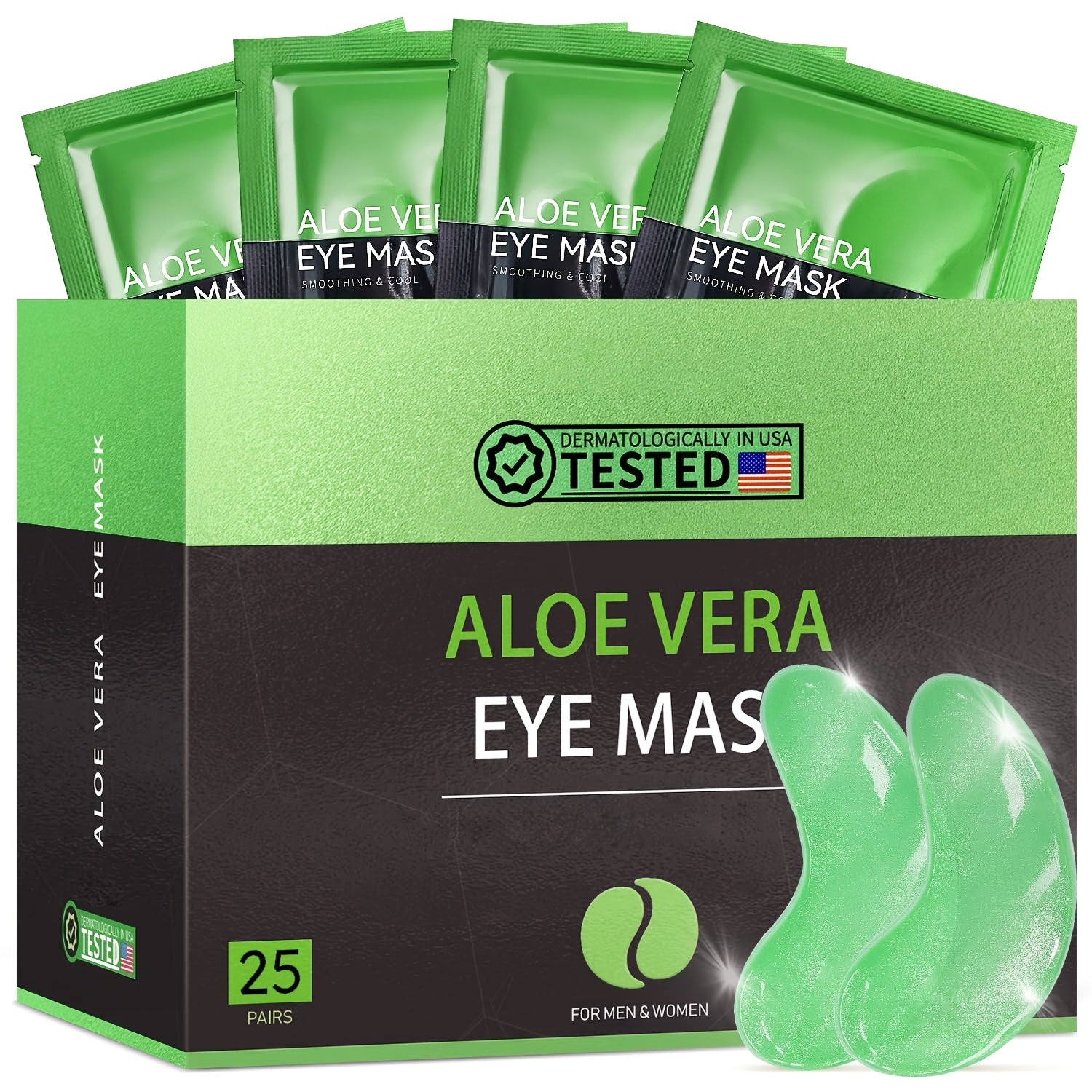 Caffeine, Hyaluronic Acid, Aloe Vera Skincare Eye Mask (25Pairs/box), with Collagen for Long-lasting Moisturizing And Nourishing The Light Beige, Suitable for All Light Beige Type, Visibly Minimize Wrinkles And Fine Lines, Br