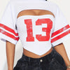WLWXR Y2K Streetwear Solid Color Slim Fit 2 Two-Piece Sets - O-Neck Short Sleeve Top with Letter Print & Tube Top for Women, Black with White Numbers Design, Polyester Blend, Perfect for Casual Outfits