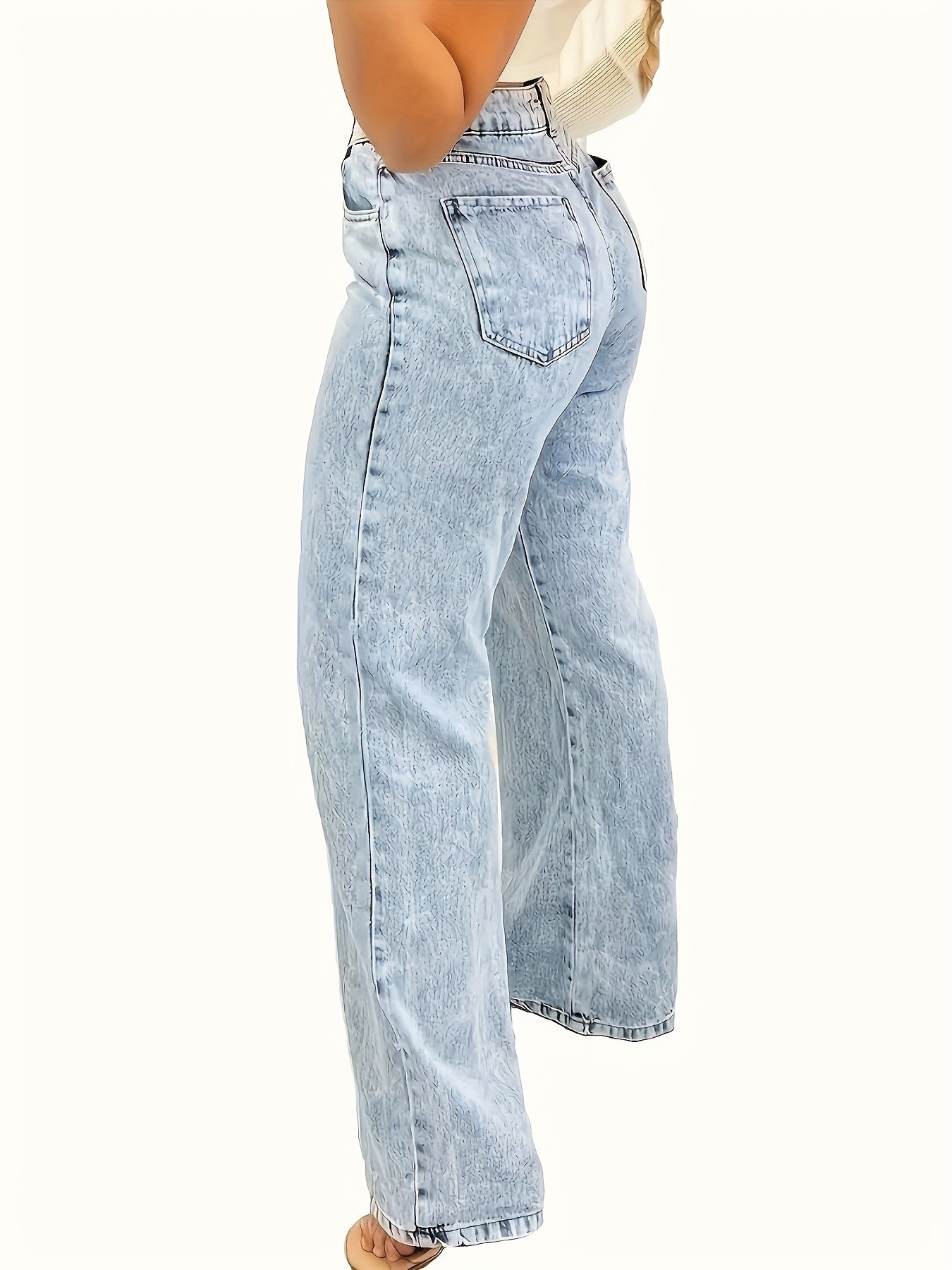 Ultra-Comfortable High-Waisted Stretchy Jeans for Women - Four-Season Cotton Polyester Blend Straight Leg Pants with Snowflake Pattern, Machine Washable, Breathable, and Soft Fabric for Everyday Wear