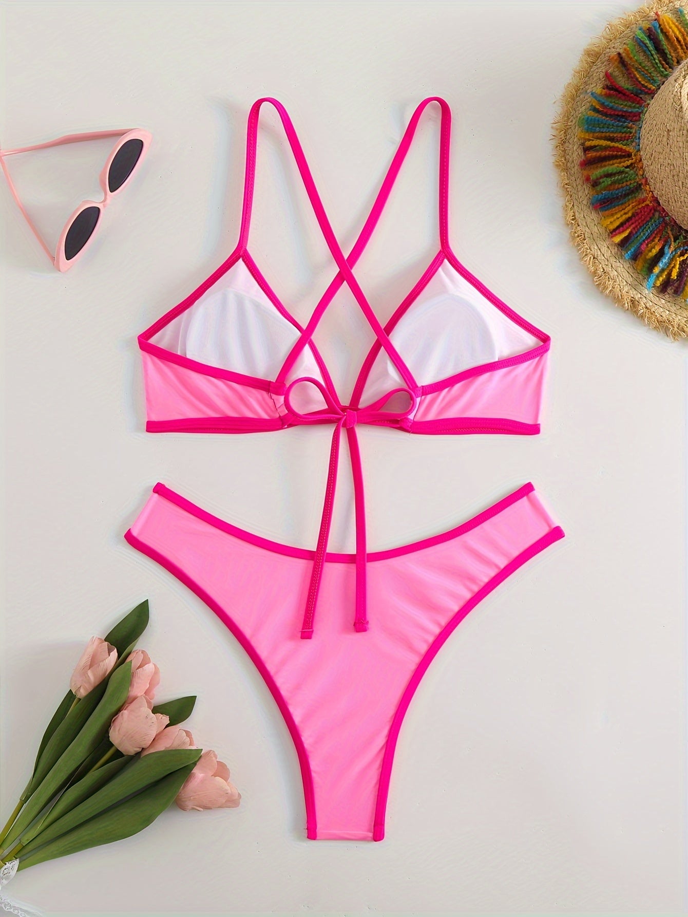 Women fashion swimsuit Sexy bikini Sport style Simple classic beach vacation photo bikini