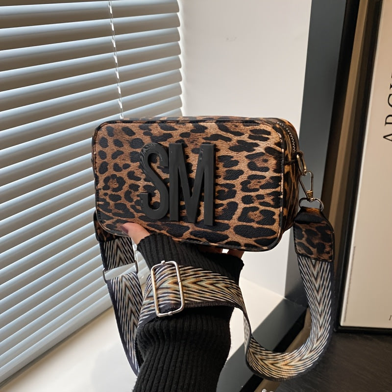 Stylish Crossbody Bag with Wide Strap – Trendy Solid Color Shoulder Bag Featuring Bold "SM" Letter Design, Zip Closure, and Polyester Lining – Available in Coffee Brown, Light Brown, Magenta, White, Red, Green, Black, Sma