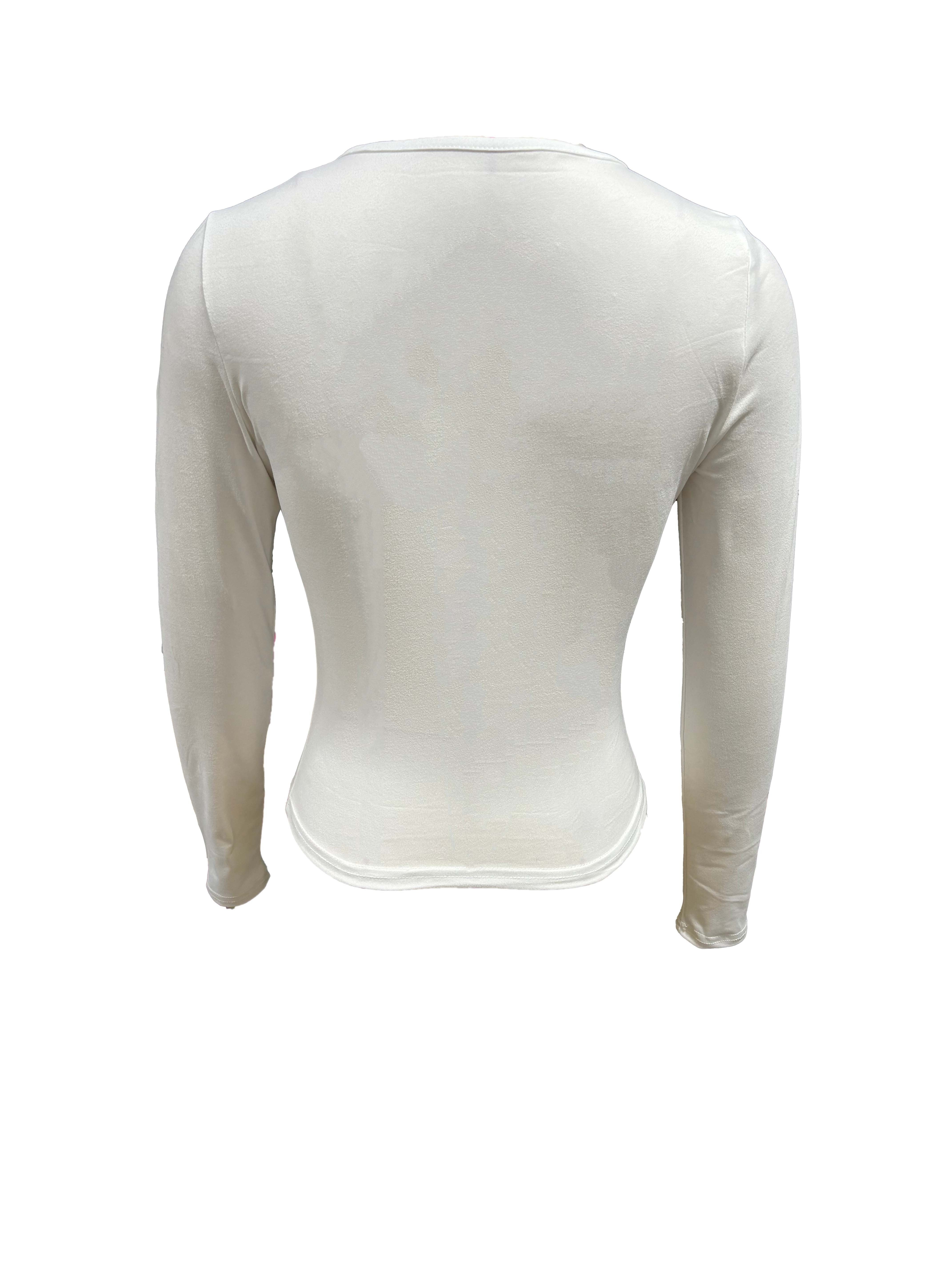 Cherry Print Crew Neck T-Shirt, Casual Long Sleeve Top for Spring & Fall, Women's Clothing