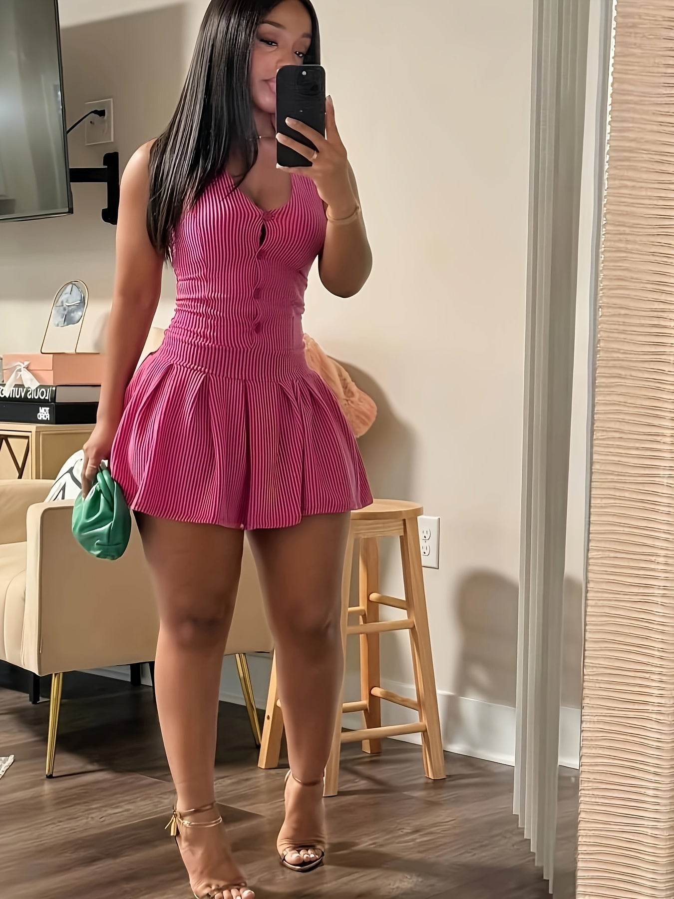 Lazaro Summer Sexy Wrap Solid Color Bodycon Short Dress Sleeveless Halter Single Breasted Mini Dress for Women