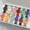 12pcs Fashion Men's and Women's Quartz Watch Set, Round Zinc Alloy Case, PUPU Leather Strap, No Battery Required, Available in Multiple Colors, with Button Battery