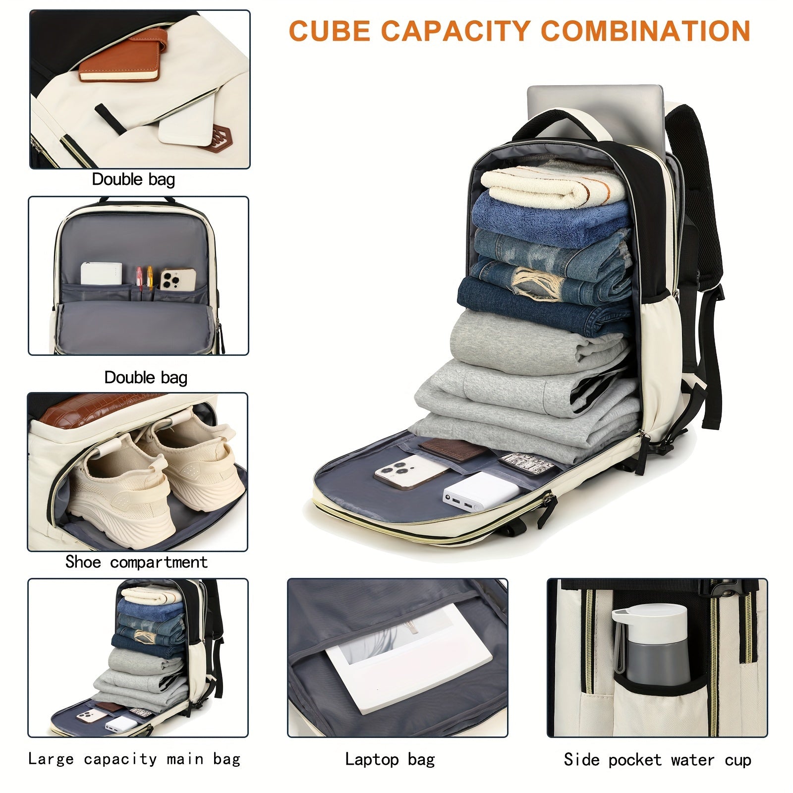 Airline-Approved Waterproof Laptop Backpack - Travel College Computer Bag with Shoe Compartment - Suitable for Both Women and Men
