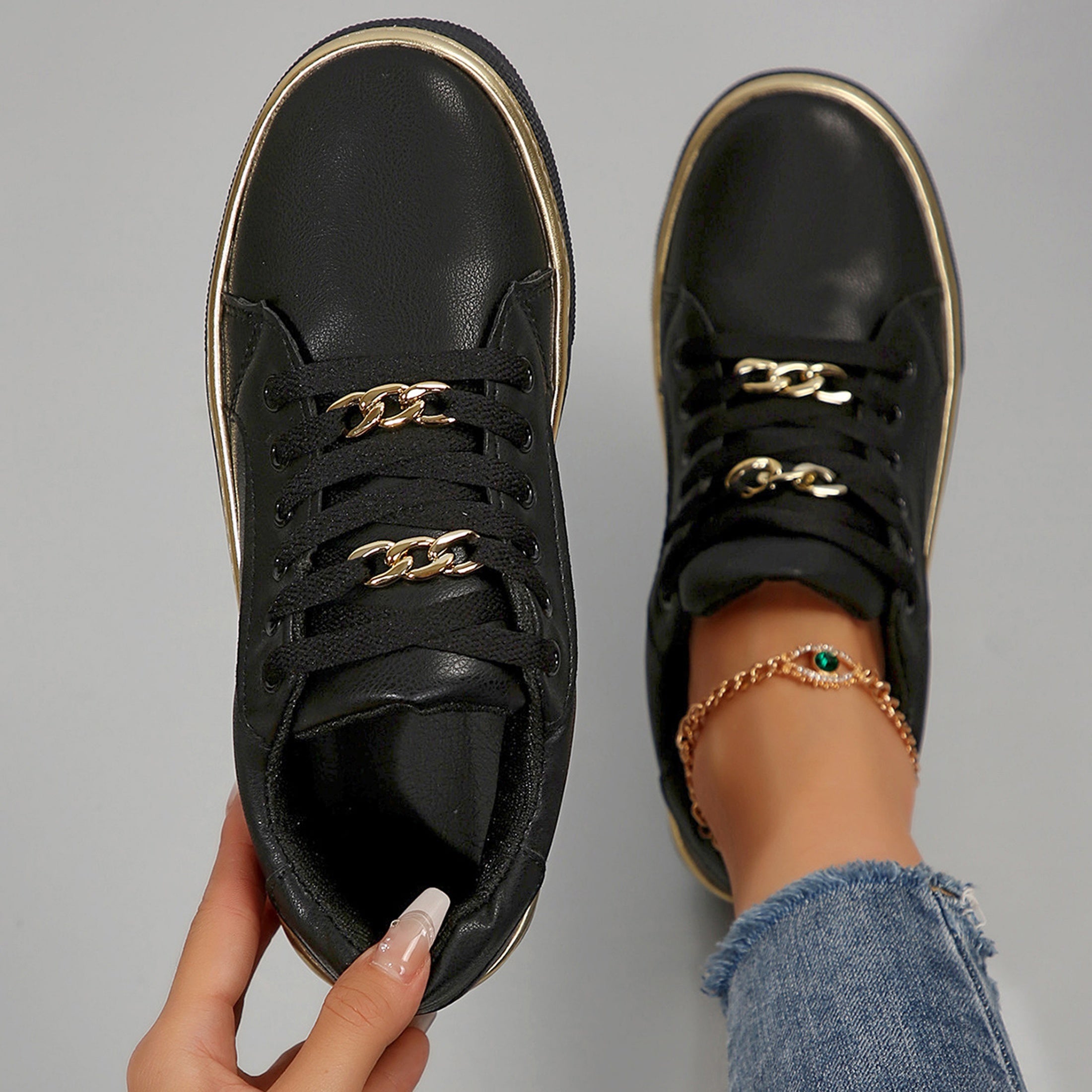 [Comfy Round Toe Canvas Sneaker] Womens Sneakers - Stylish Low Top Canvas Sneaker With Comfy Round Toe Flat Bottom And Anti-Slip Sole, Perfect For Daily Wea