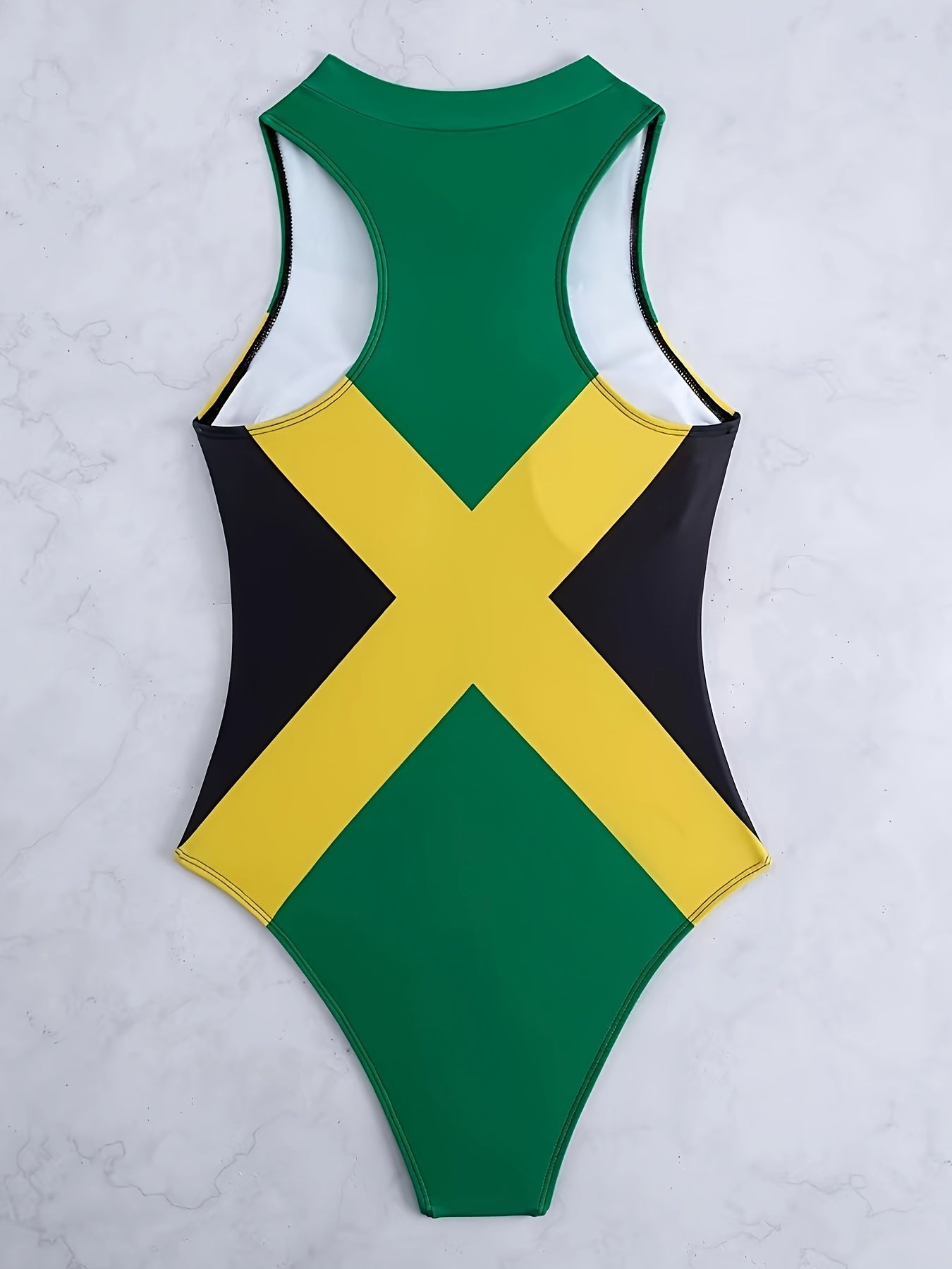 New Women's One-piece Zipper Beach Yellow and Green Sexy Bikini Set