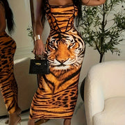 Flirty Tiger Print Cami Dress - Lightweight & Form-Fitting - Perfect for Spring & Summer - Trendy Womens Sleeveless Bodycon Dress