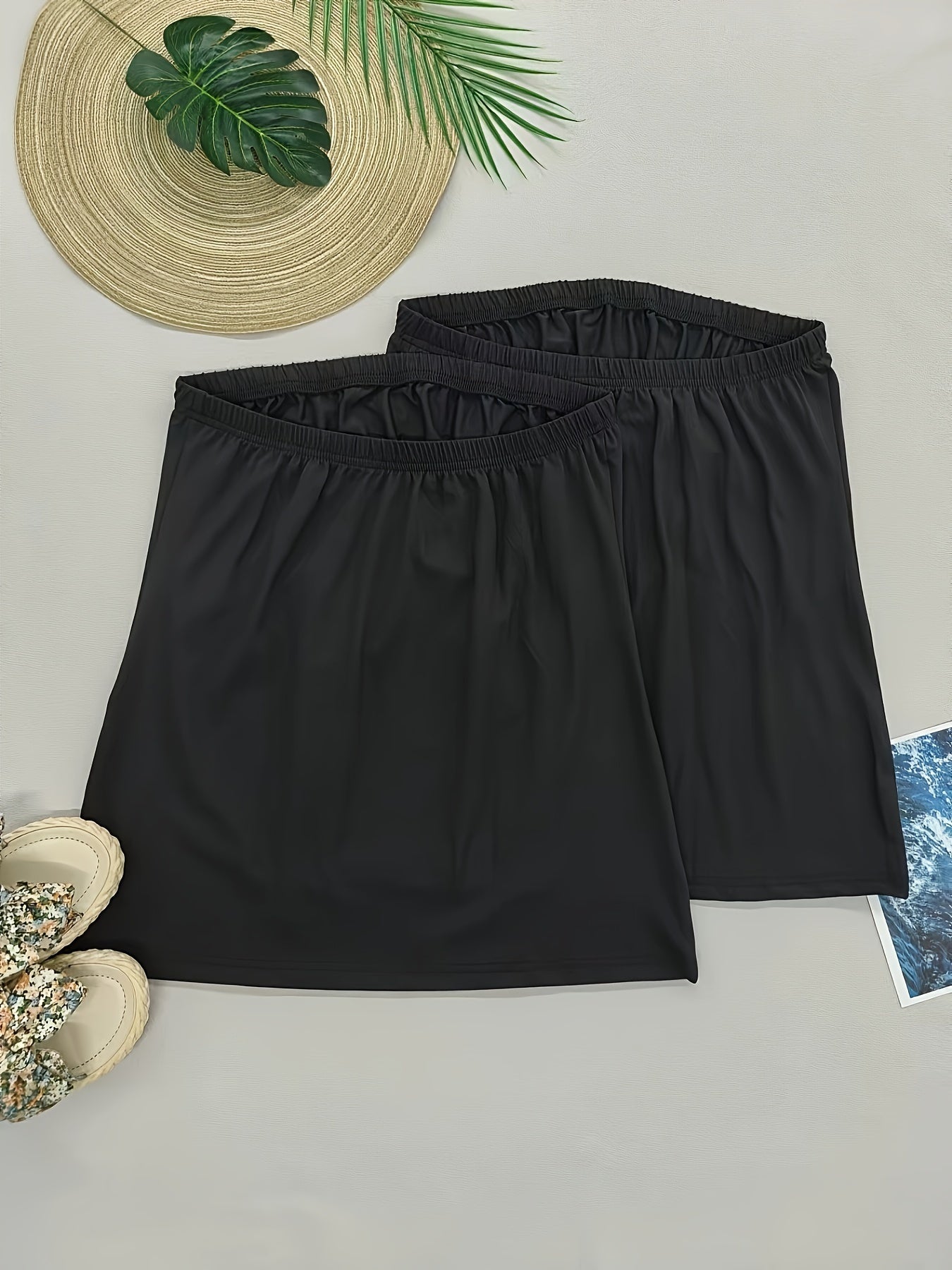 2-Pack Elegant Strapless Bandeau Top, Solid Color Jersey Knit Fabric, Stretchy Polyester 100% Sleeveless Backless Summer Tank Tops