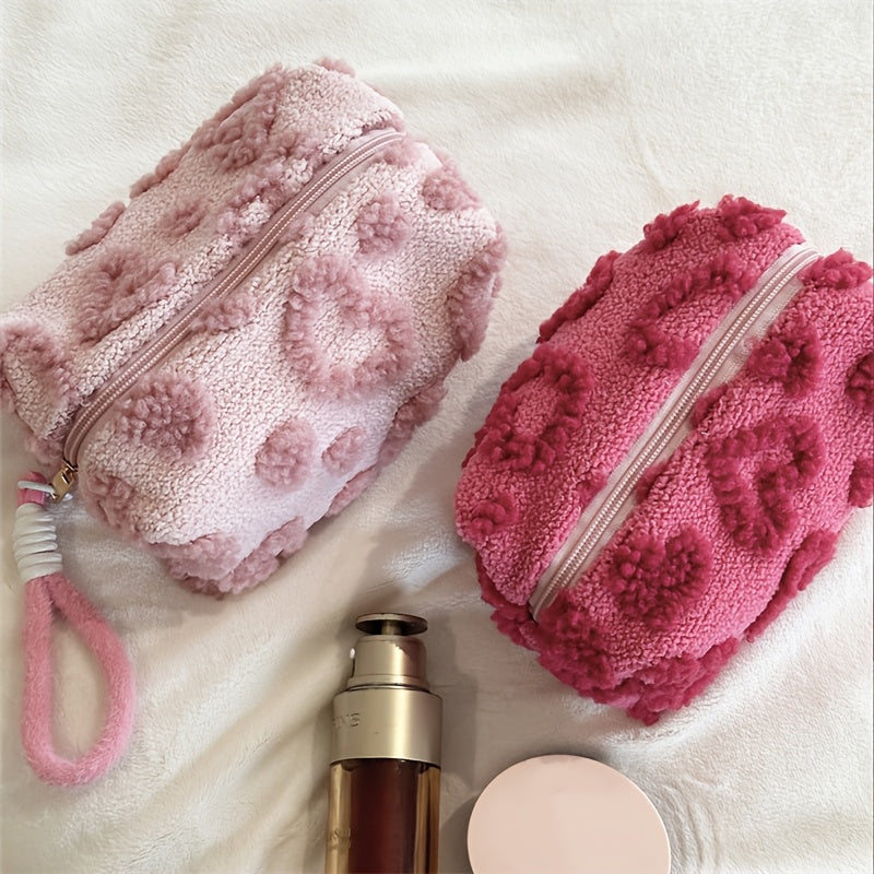 Sweet and Lovely Heart Hand Carry Pillow Bag Cosmetic Bag, Essential Travel Item for Women, Skin Care Storage Bag, Cosmetic Bag, Coin Lipstick Cosmetic Storage Bag, Travel Bag Storage Bag, Sanitary Napkin Storage Bag, Makeup