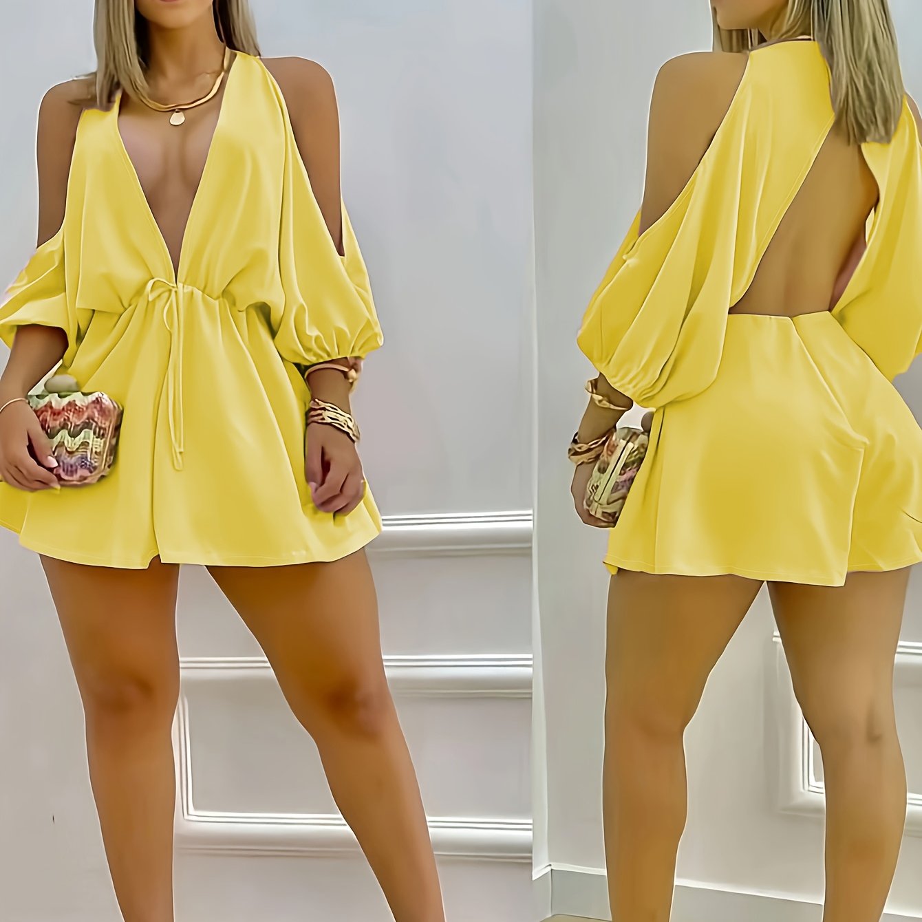 Women's Elegant & Sexy Halter Neck Jumpsuit - Lightweight Solid Color Spring/Summer Lounge & Party Wear, Hand Wash Only, Summer Outfit | Flowing Silhouette | Sensual Fit