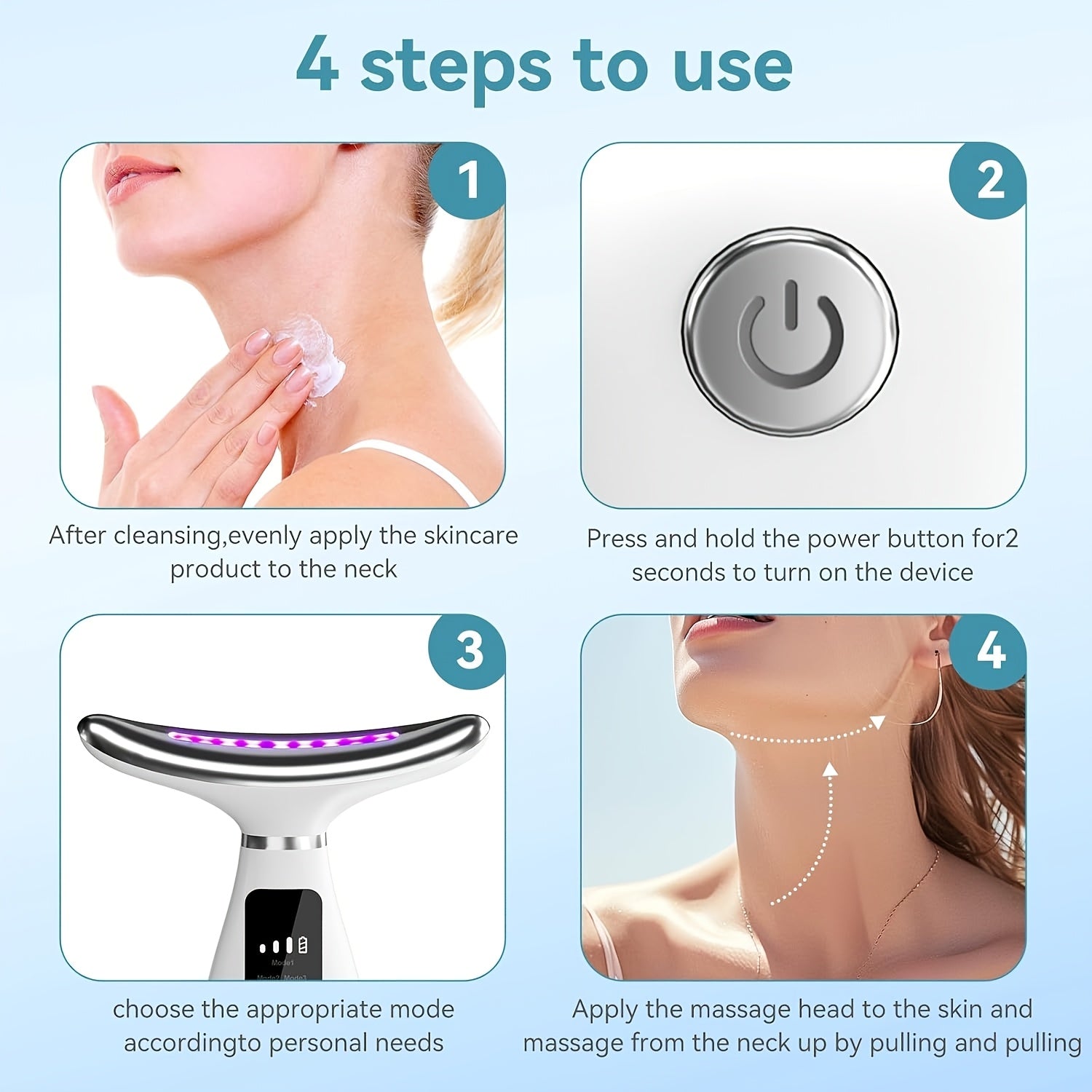 Portable Face And Neck Massager, USB Charging, 7 Modes Facial Massage Care Tool, Beauty Skin Care, For Daily Skin Care Routine, Facial Massager Skin Care Tool