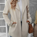 Elegant Women's Solid Color Blazer with Large Lapel - Long Sleeve, Open Front, Machine Washable - Perfect for Fall/Winter, Fleece, M9306