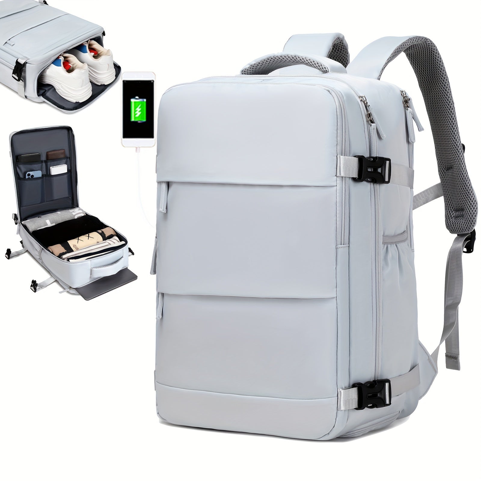 Airline-Approved Waterproof Laptop Backpack - Travel College Computer Bag with Shoe Compartment - Suitable for Both Women and Men