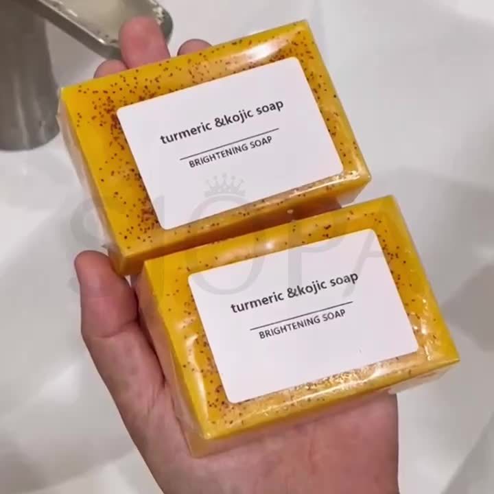 20pcs Scrub Granule Soap, Turmeric Soap, Cleansing And Bath Soap, Handmade Soap