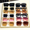 12pcs Large Frame Golden Chain Temples Fashionable Glasses Large Square Frame Dopamine Color Matching Decorative Glasses 12 Pairs Of Glasses Set Suitable for Family Couples Nightclub Matching Party Shop Wholesale