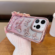 Luxury Cute Girls Phone Case for iPhone 16 Pro Max, Butterfly with Light Rhinestone Case Women for iPhone 15 Pro Max, Aesthetic Bling Glitter Gradient Case for iPhone 14 Pro Max, Shockproof Cover for iPhone 11, 12 Pro Max, 13