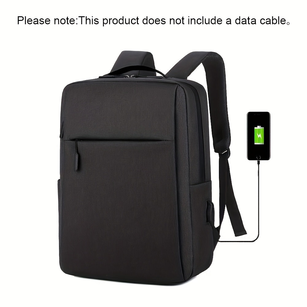 1pc Grey Business Laptop Backpack, Lightweight Fabric Travel Bag with Adjustable Strap, Zipper Closure, Polyester Lining, Sewing Thread Detail, Lace-Up Design for School, Outdoor, Valentines Gift