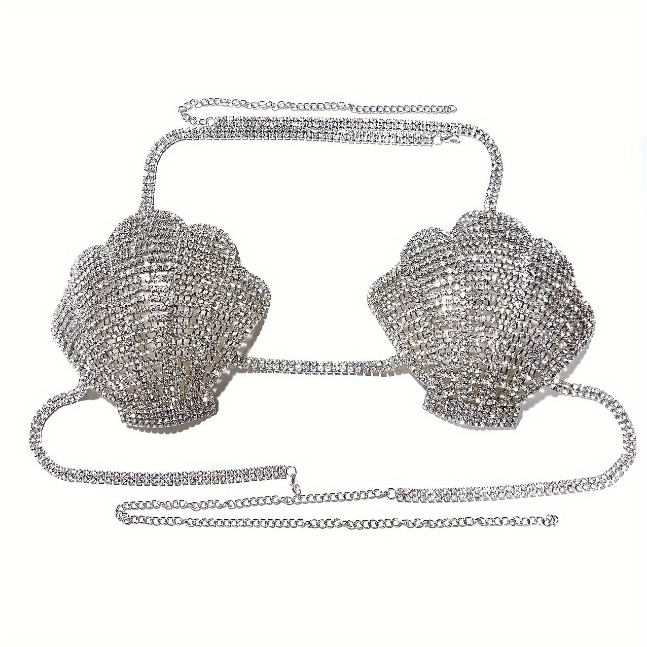 Perfect for Fashionable Ladies: A Dazzling Chest Chain with Rhinestone And A Stunning Hollowed-out Water Diamond Bikini Body Chain, Suitable for Nightclub Accessories
