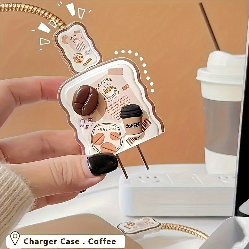 5pcs Simple Coffee for iPhone14promax Charger Protective Case Data Cable Protective Case for iPhone13/12/11 Charger Winder 18/20W Fast Charging Head Anti-Breakage Winder Boyfriend/Girlfriend Gift
