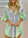 Striped Button Front Shirt, Elegant Long Sleeve Lapel Shirt - Women's Clothing -  Stylish & Comfortable - For Casual & Formal Occasions - Perfect Gift for Women