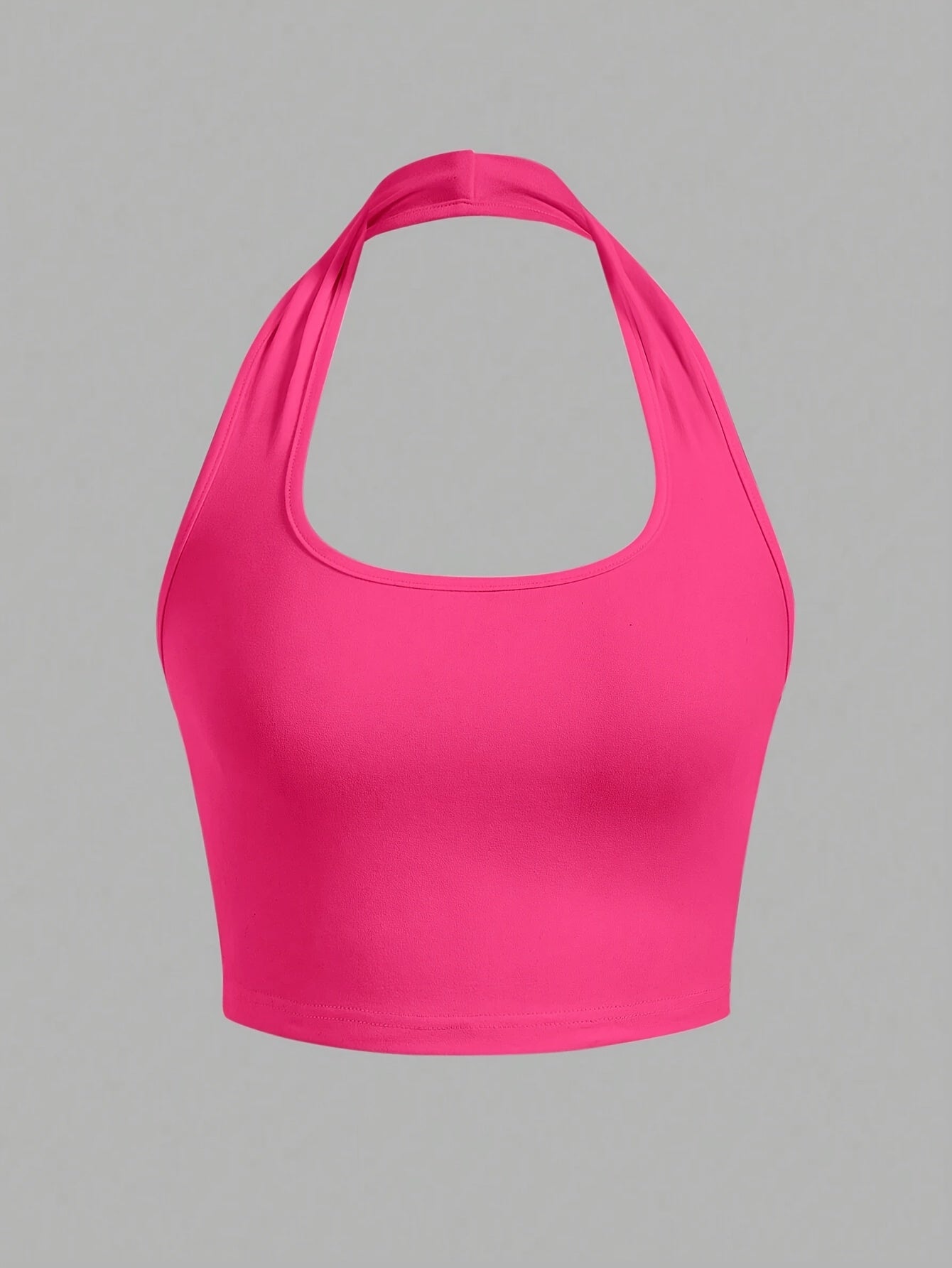 Women's White Halter Neck Sports Crop Top - Stretchy Breathable Backless Tank Top for Summer Workouts & Casual Wear, Machine Washable Sleeveless Shirt, Gym Apparel, Smooth Texture