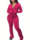 European And American Women's Fashion Casual Solid Color Velvet Hooded Two-piece Set