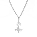 Men's Simplicity Inverted Cross Five-pointed Star Round Pendant Cross Necklace