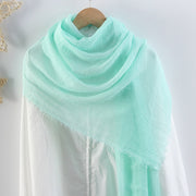 Solid Color Pleated Cotton And Linen Scarf Monochrome Women's Hair Towel Crumpled Burrs