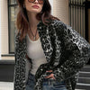 Pure Cotton Leopard Print Baggy Coat Simple