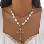 Fashion Cross Pearl Necklace