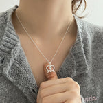 Sterling Silver Twist Heart Knot Necklace For Women