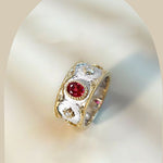 Fashion S925 Silver Plated Red Diamond Ring