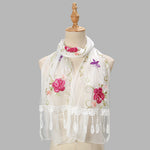 Double-layer Embroidery Flower Scarf Female Tassel