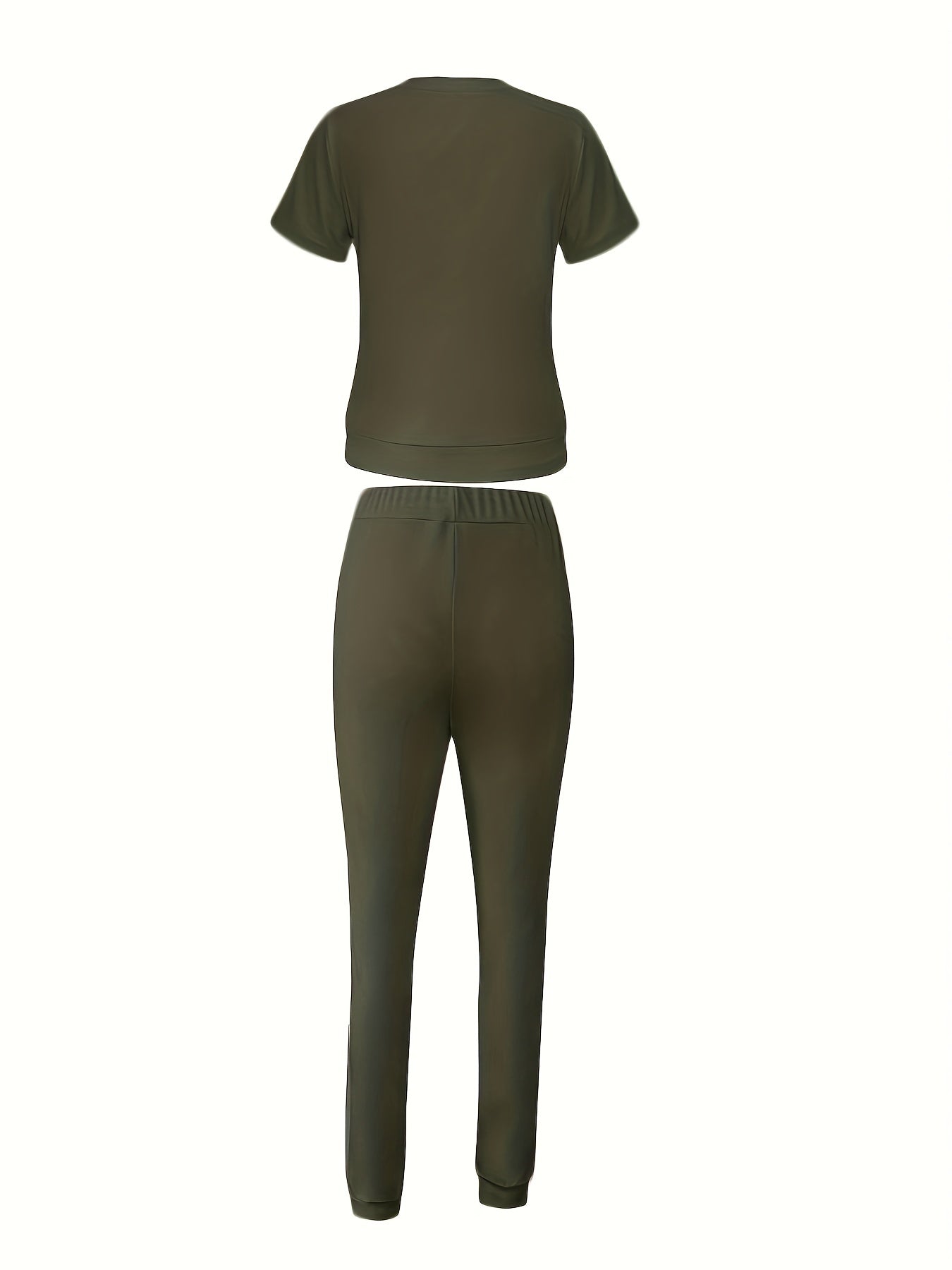 Casual Letter Print Two-piece Set, Short Sleeve T-shirt & Side Striped Pants Outfits, Women's Clothing